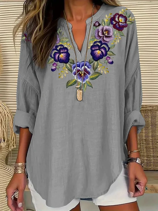 Women's Alzheimer's Purple Floral Casual Shirt 4fe4