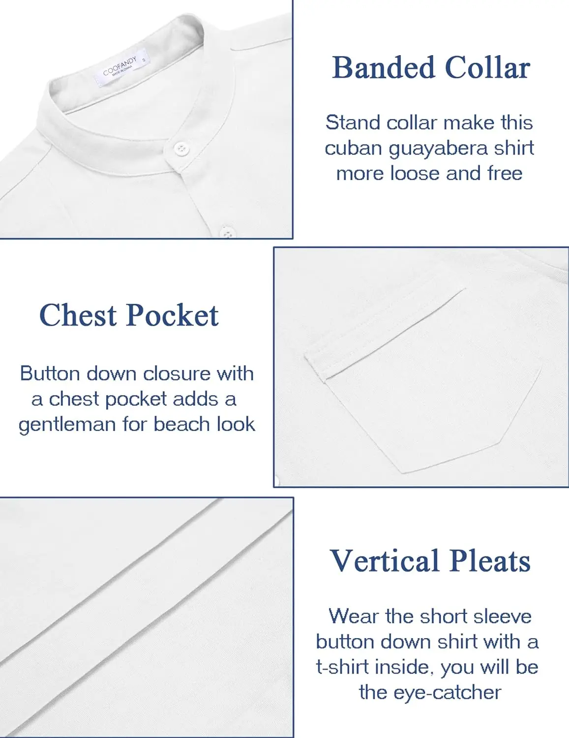 9 Pack-Men's Cuban Guayabera Shirt Cotton Linen Short Sleeve Button Down Shirts Casual Band Collar Summer Shirt