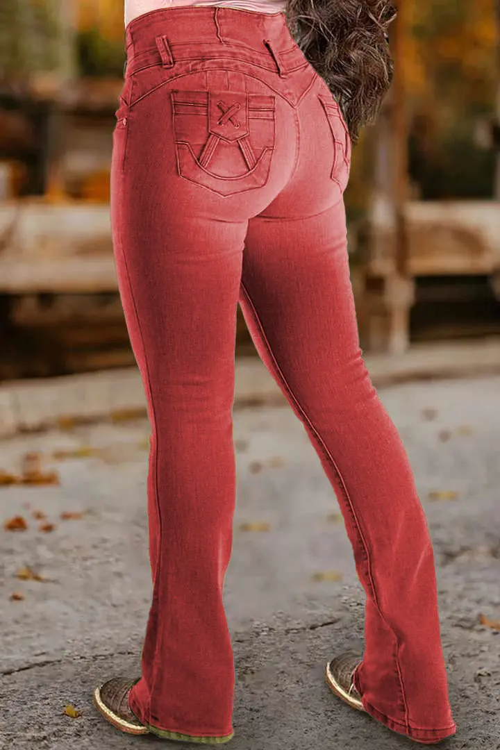 🔥7 Colors Pack only $24.99 🔥⚡LIMITED SALE-High-Waist Button Fly Flare Jeans