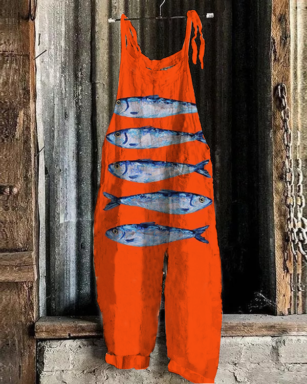 Sardine Japanese Art Linen Blend Jumpsuit cbeb