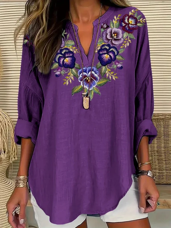 Women's Alzheimer's Purple Floral Casual Shirt 4fe4