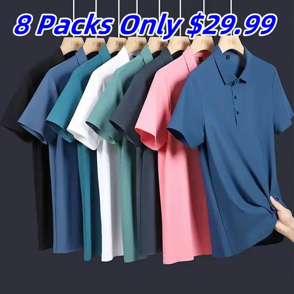 8 PACK-🎁 Men's business casual short sleeve polo shirts👕