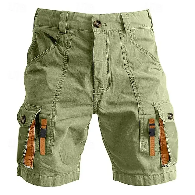 5 PACK-Men's Cargo Shorts Shorts Casual Shorts Multi Pocket Straight Leg Plain Comfort Knee Length Casual Daily Holiday Fashion Streetwear Black Green Micro-elastic