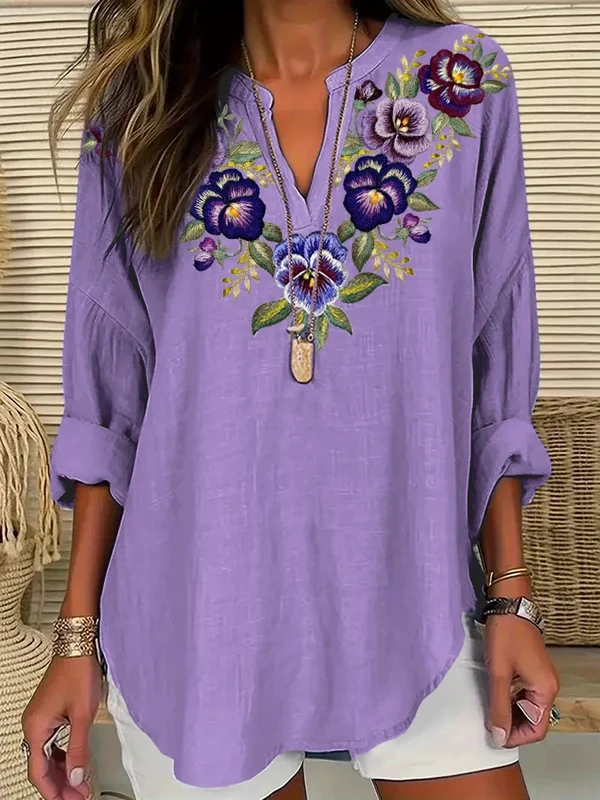 Women's Alzheimer's Purple Floral Casual Shirt 4fe4
