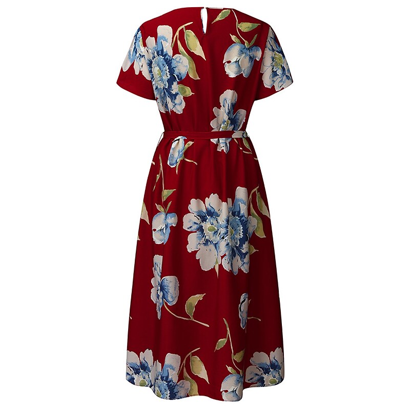 Women's Plus Size A Line Dress Floral Casual Midi Dress
