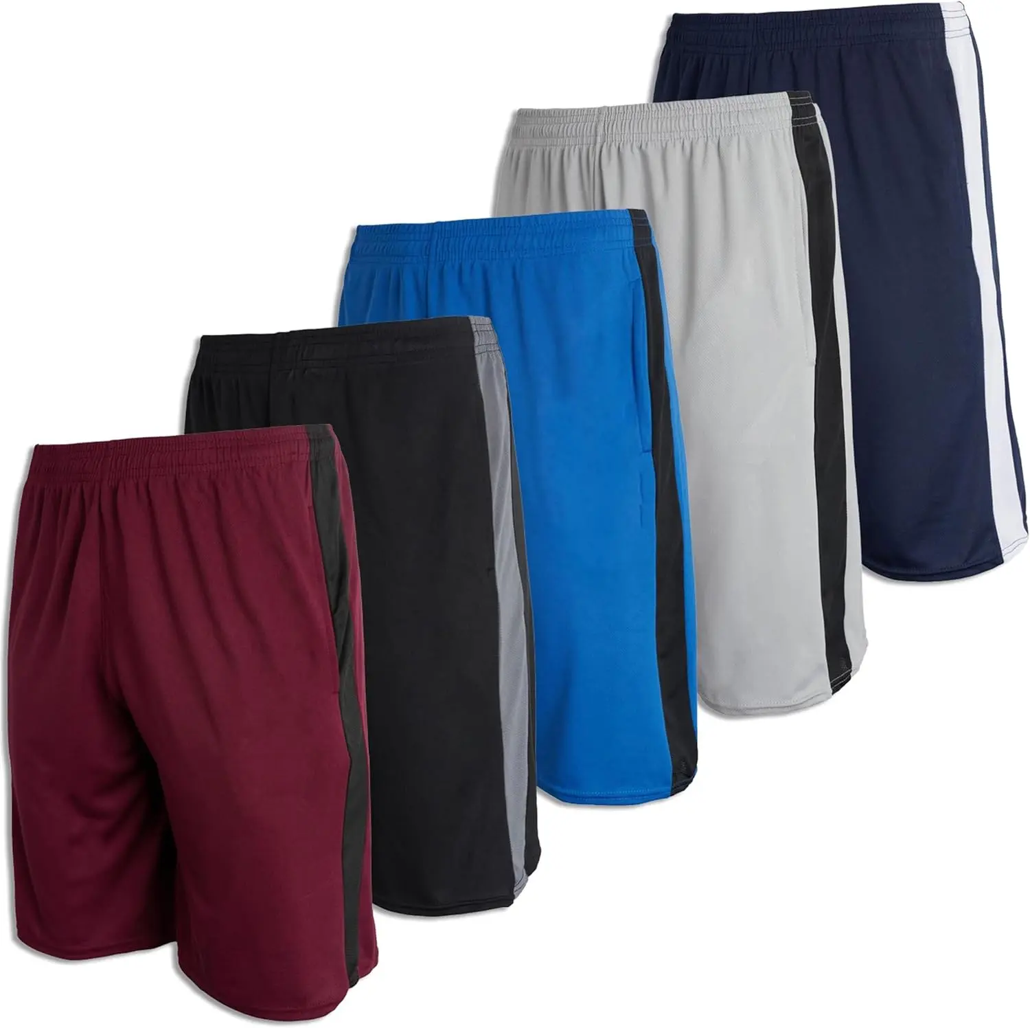 5 Pack-Men's Mesh Athletic Basketball Shorts Quick Dry Activewear with Pockets