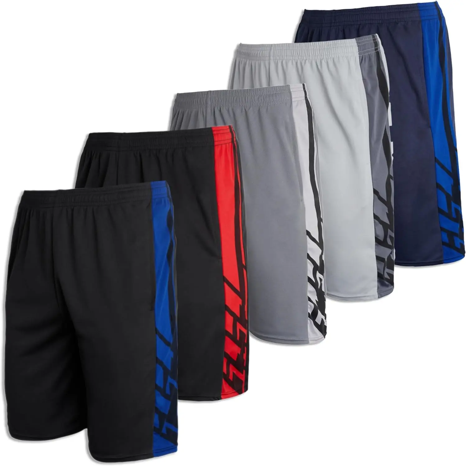 5 Pack-Men's Mesh Athletic Basketball Shorts Quick Dry Activewear with Pockets