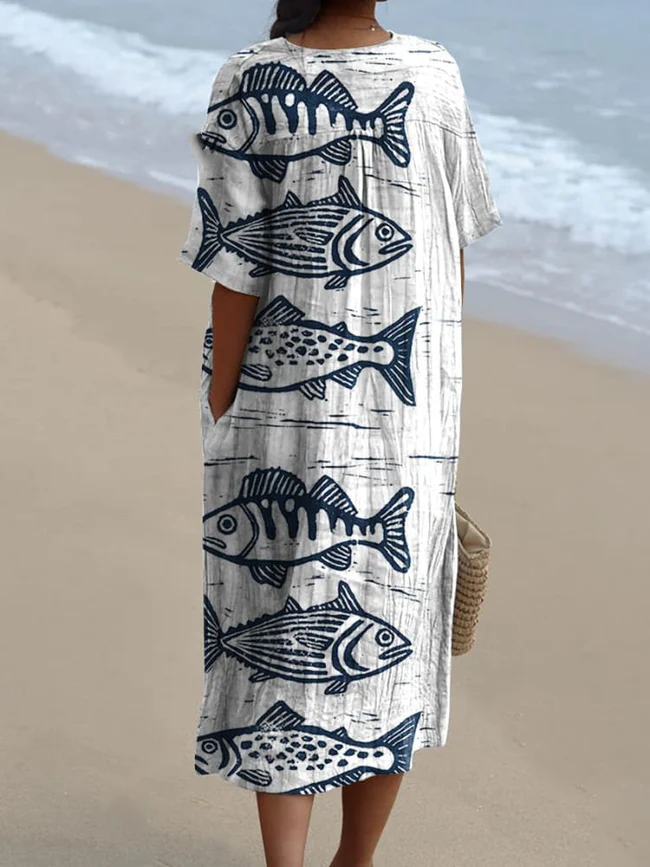 Women's Fish Art Print Casual Dress 6bc5