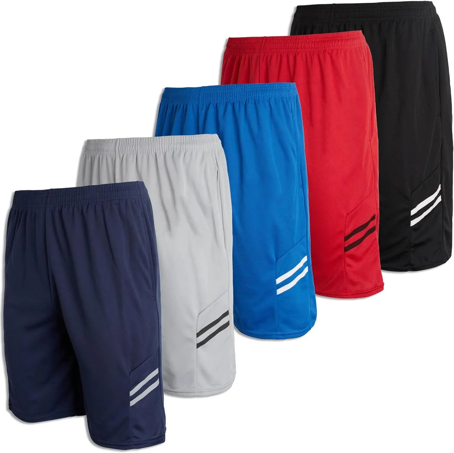 5 Pack-Men's Mesh Athletic Basketball Shorts Quick Dry Activewear with Pockets