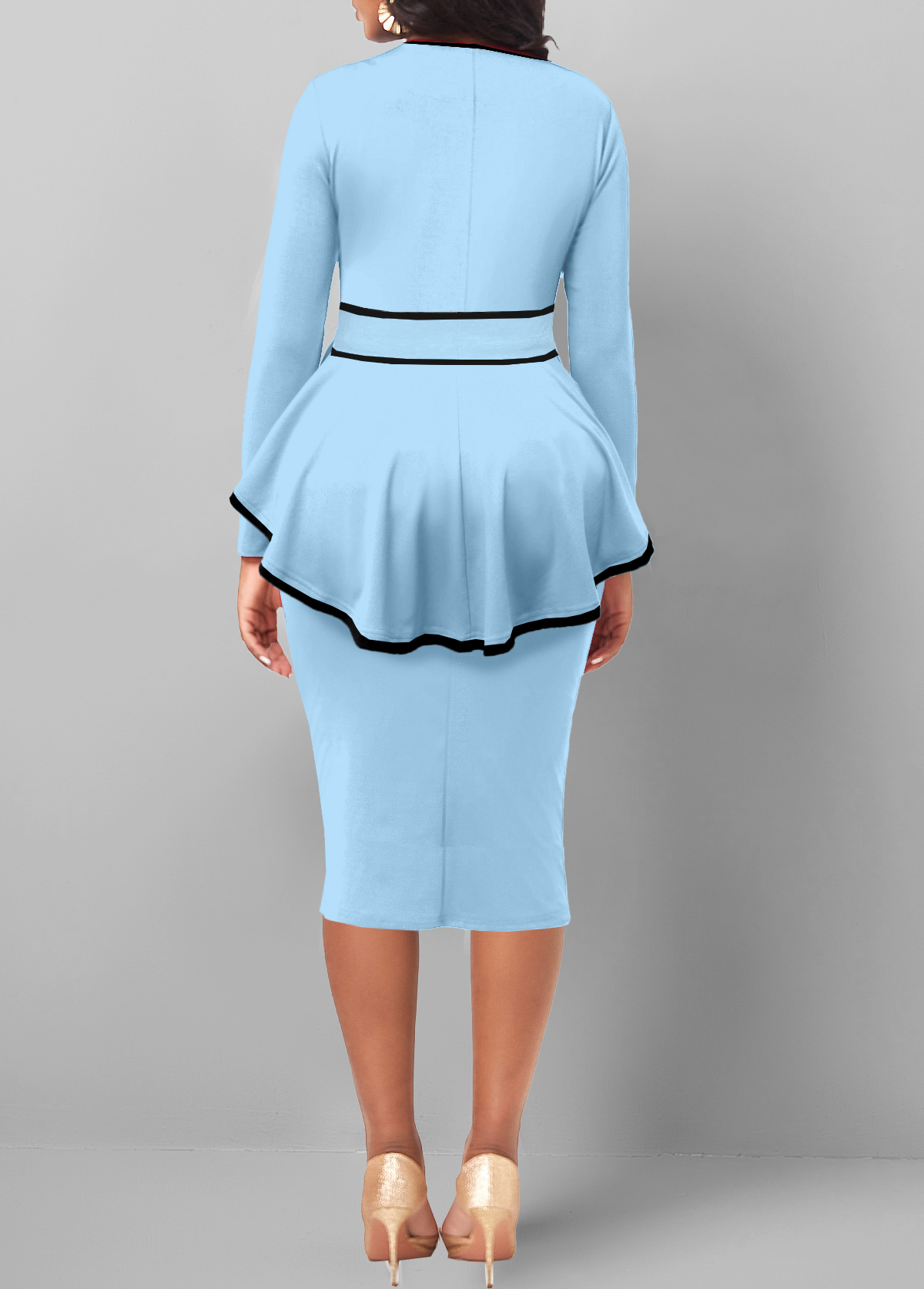 Contrast Binding Belted Bodycon Dress