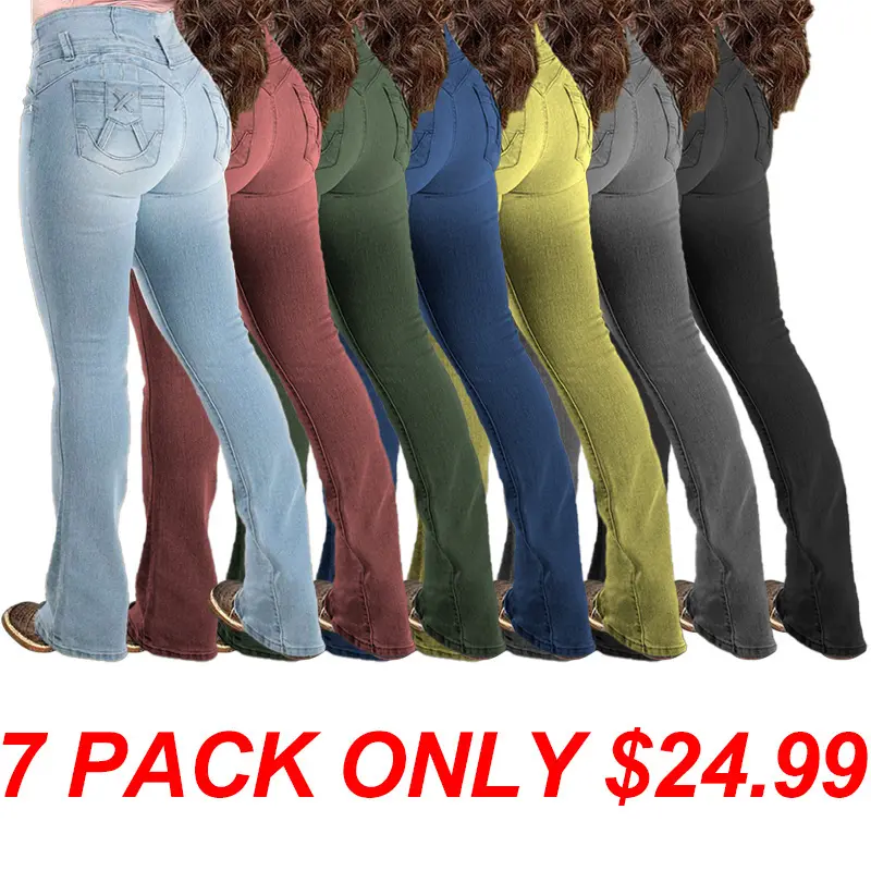 🔥7 Colors Pack only $24.99 🔥⚡LIMITED SALE-High-Waist Button Fly Flare Jeans