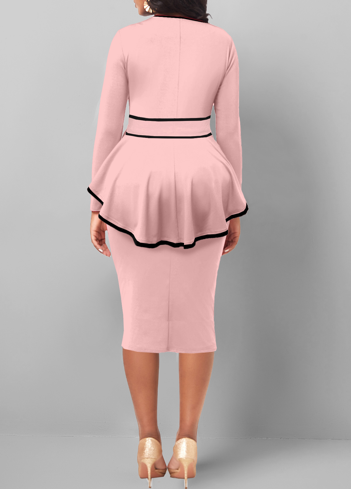 Contrast Binding Belted Bodycon Dress