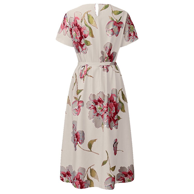 Women's Plus Size A Line Dress Floral Casual Midi Dress