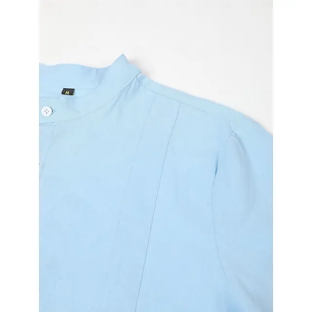 6 PACK-Men's Shirt Linen Shirt Guayabera Shirt Summer Shirt Beach Wear Button Up Shirt Black White Blue Green Short Sleeve Plain Collar Summer Casual Daily Clothing Apparel