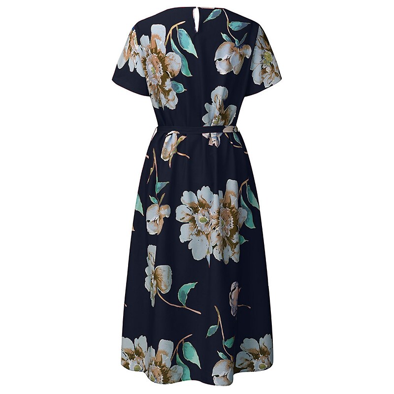 Women's Plus Size A Line Dress Floral Casual Midi Dress