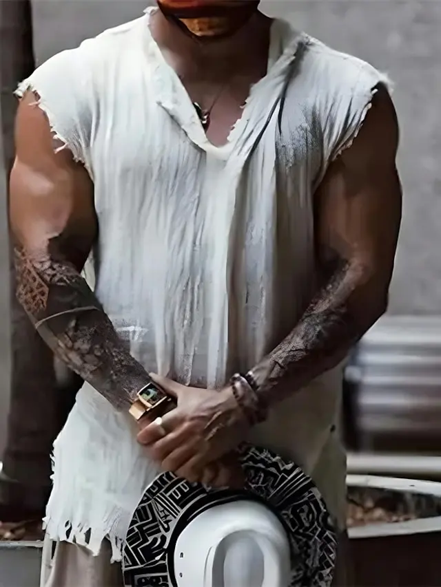 5 PACK-Men's Shirt Linen Shirt Summer Shirt Beach Wear White Wine Blue Dark Grey Sleeveless Plain V Neck Summer Hawaiian Holiday Clothing Apparel