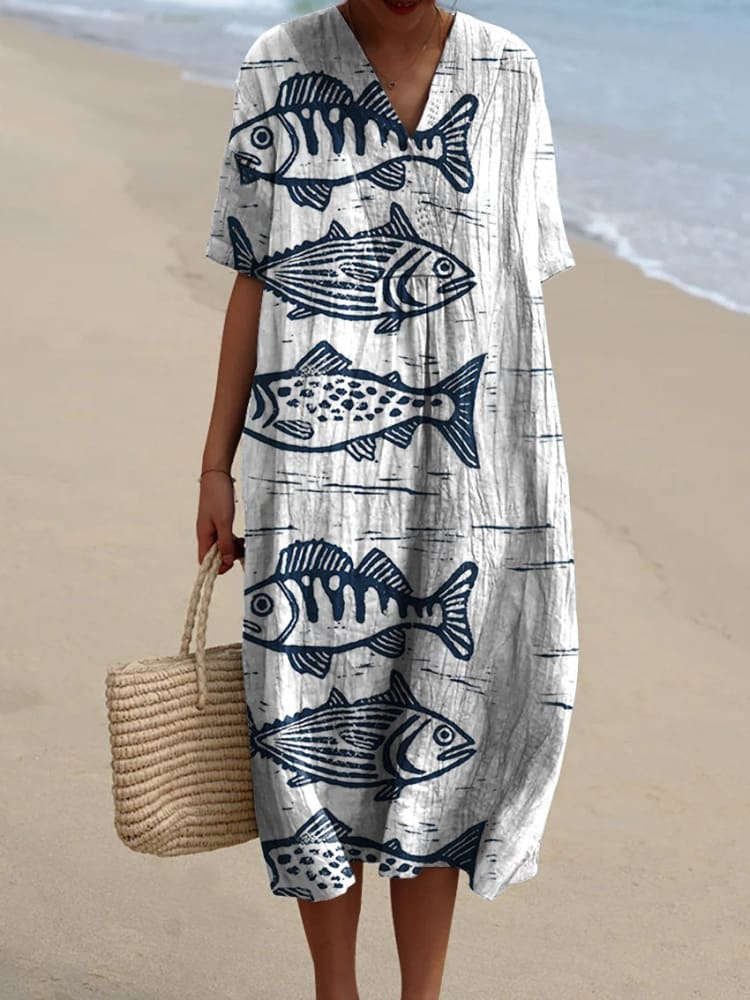 Women's Fish Art Print Casual Dress 6bc5