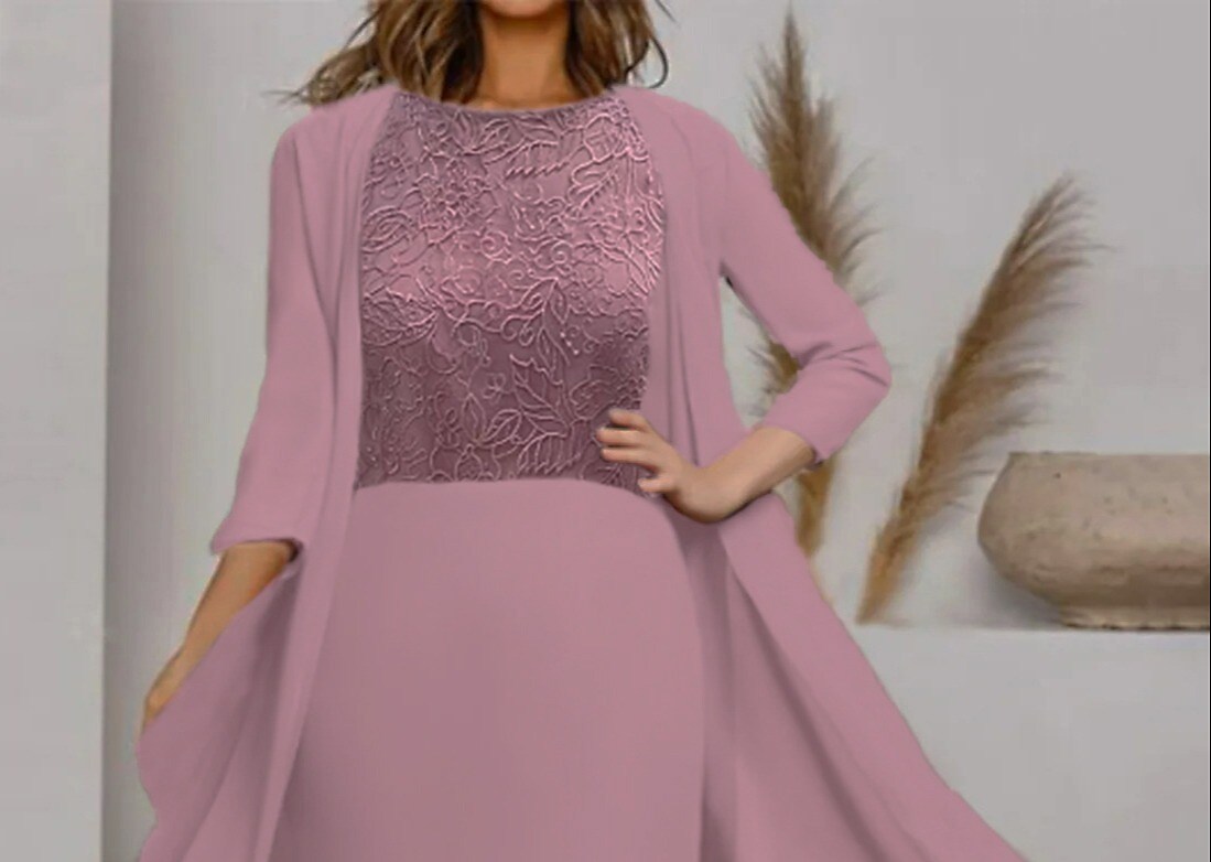 Women's Dress Set Two Piece Dress Midi Dress Pink 3/4 Length Sleeve Floral Pure Color Ruched Fall Winter Crew Neck Casual Sexy 2022 S M L XL XXL 3XL