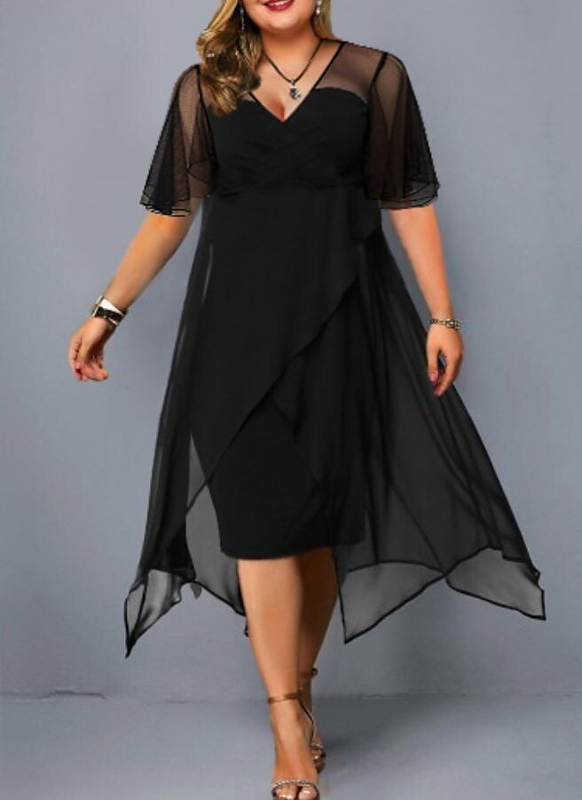 Women's Plus Size A Line Dress Solid Color